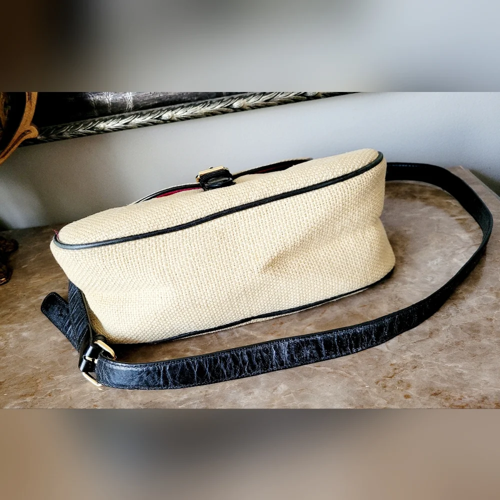 Trina Turk 100%Jute/100%Leather Neutral/Black Crossbody/Shoulder Bag 12